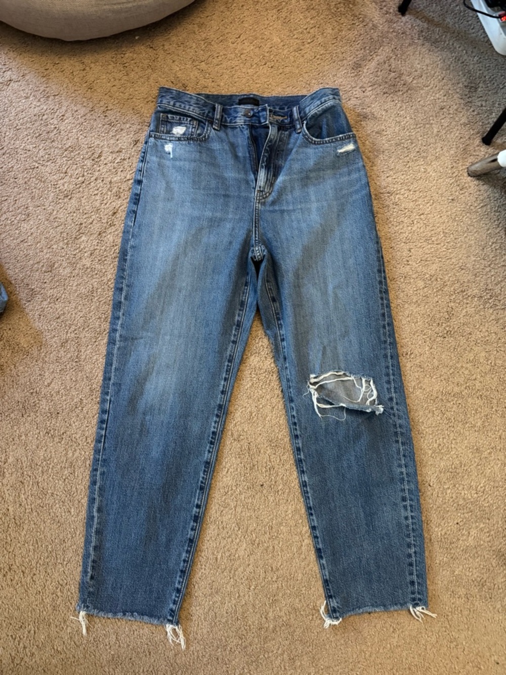 Uniqlo Distressed Boyfriend Jeans - Blue Wash